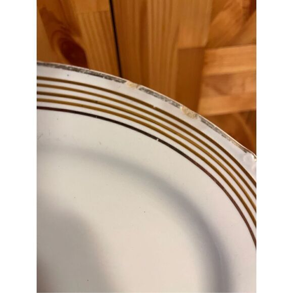 Homer Laughlin Eggshell Nautilus Platter Platinum striped - Picture 5 of 12